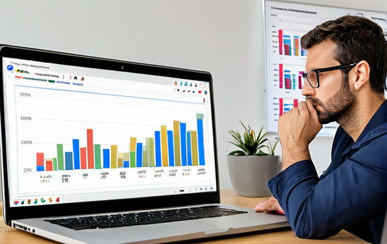**A marketing manager analyzing Google Trends data on a laptop, with charts visualizing consumer trends. The scene is an office setting with a whiteboard displaying marketing strategies, and the manager is looking thoughtfully at the screen.**