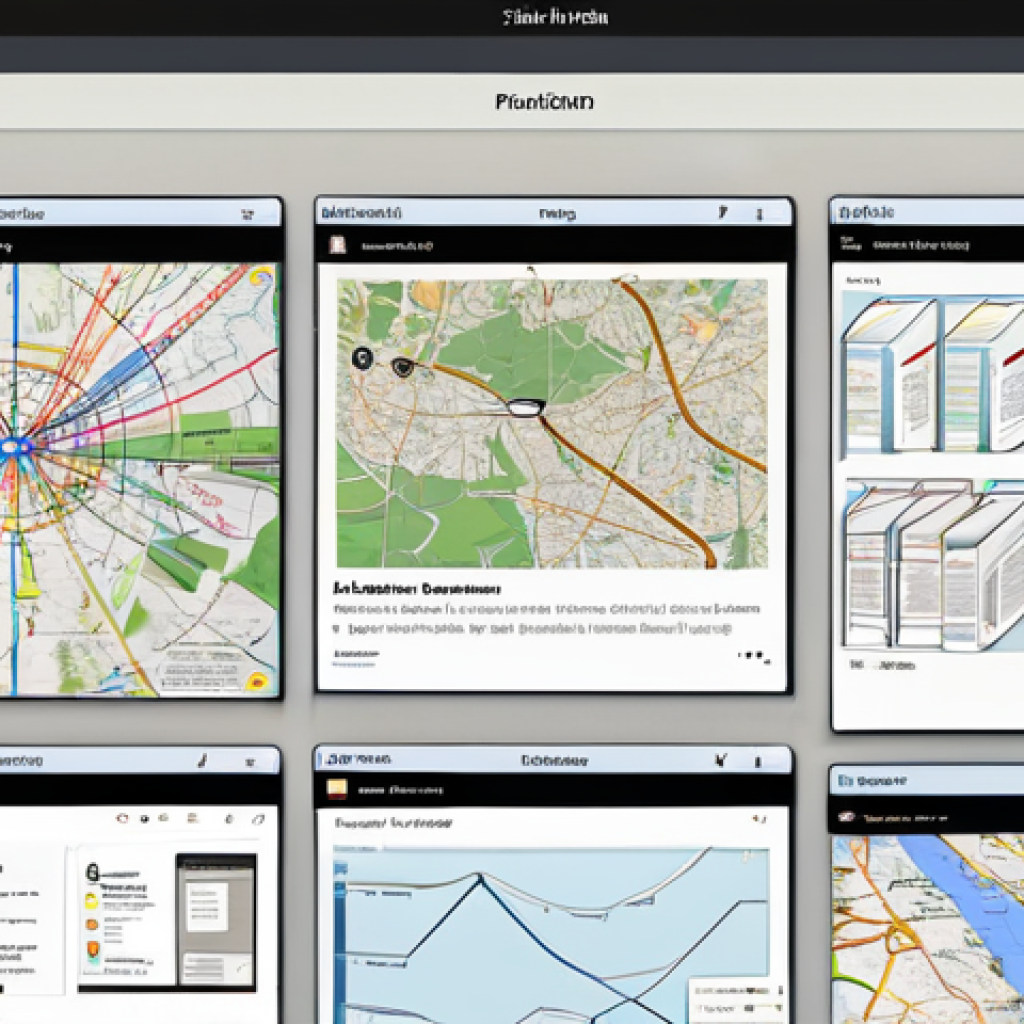디지털 정보 큐레이션의 필수 기술 스킬 - One screen displays an organized "Notion-like" interface, showing neatly categorized folders, mind m...