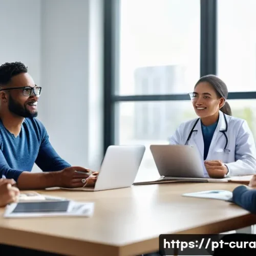 Home 33 정보 큐레이션의 협력적 접근 - A diverse group of professionals including doctors, nutritionists, and patients sitting around a mod...