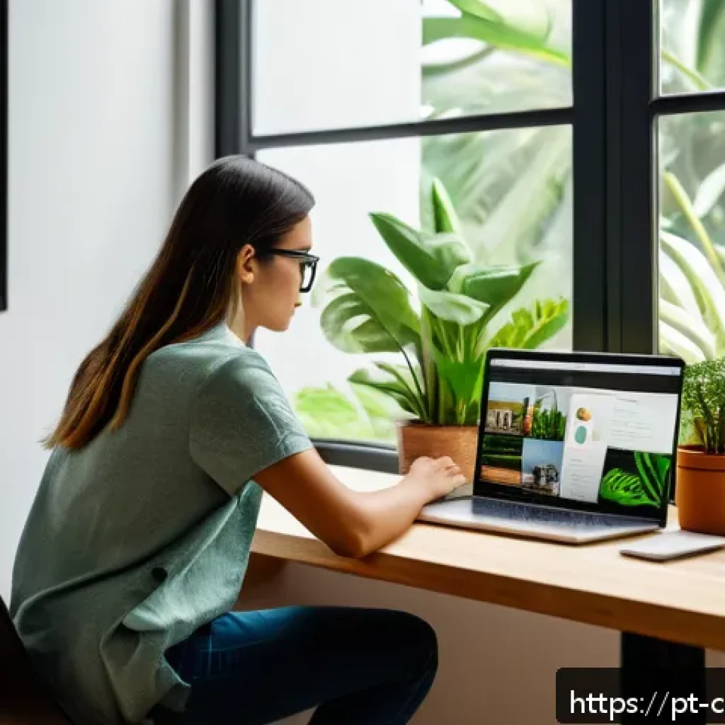 디지털 정보 큐레이션을 위한 효과적인 교육 - A modern home office scene with a young adult Brazilian professional organizing digital content on m...